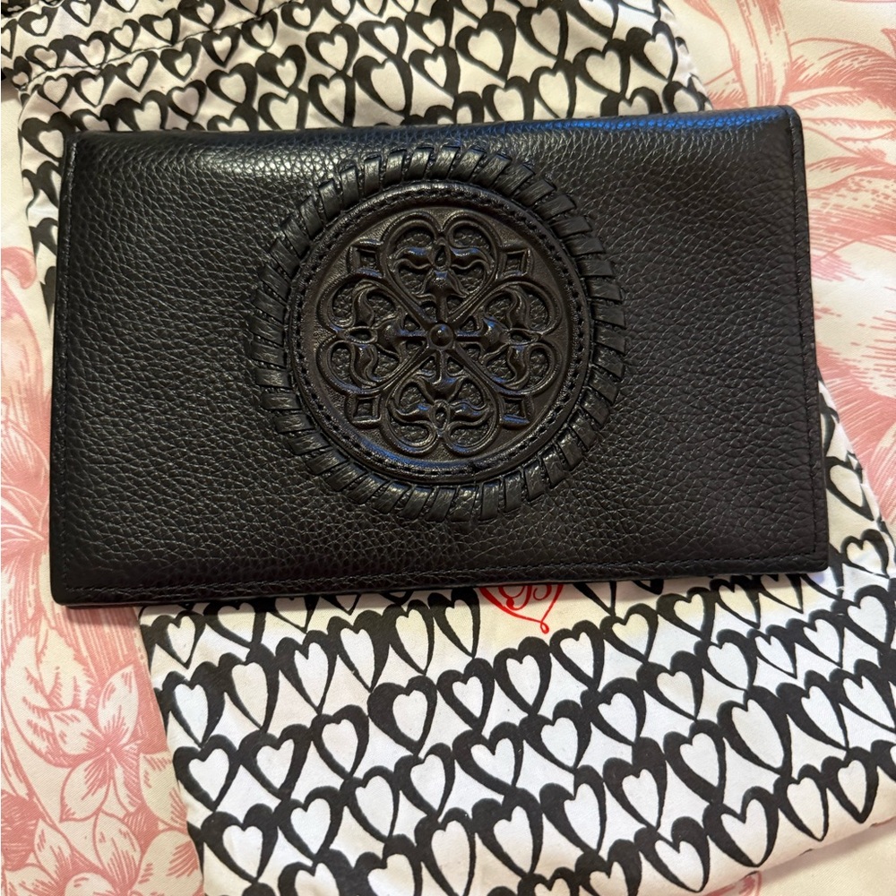 Brighton Black Leather Wallet with Embossed Design